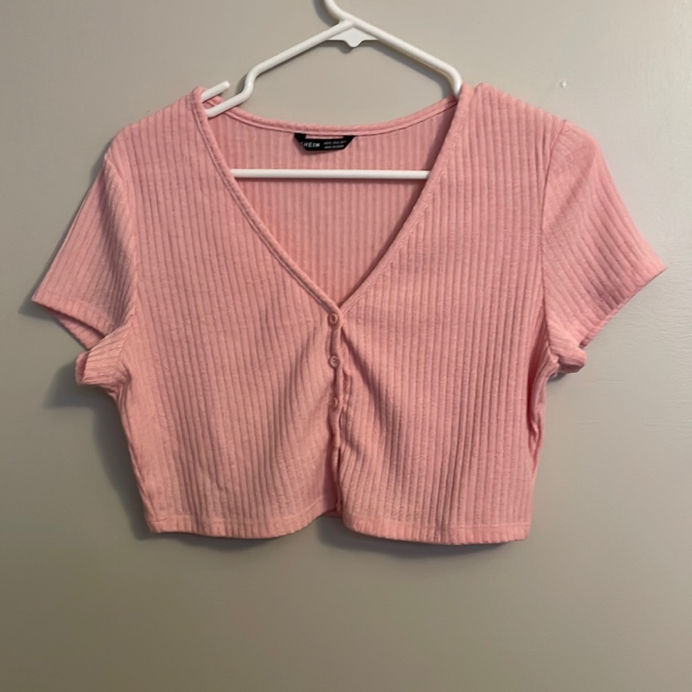 SHEIN cropped button down tee, size XL